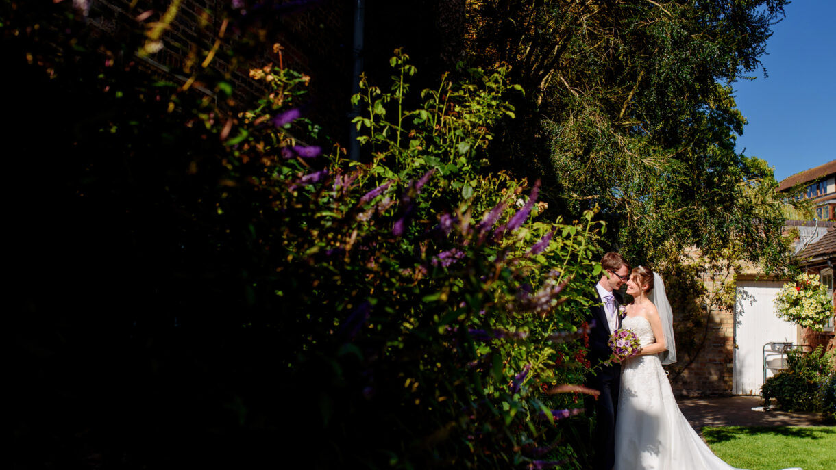 bride and groom portrait on a summer day