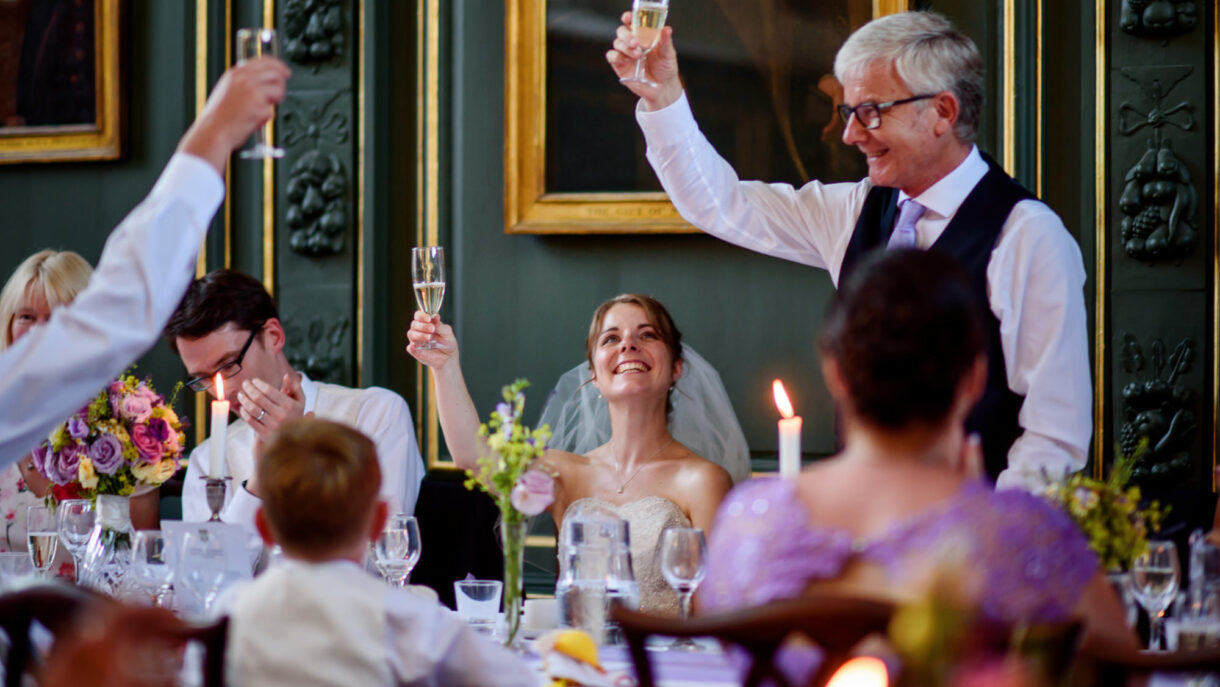 bride's dad giving a speech