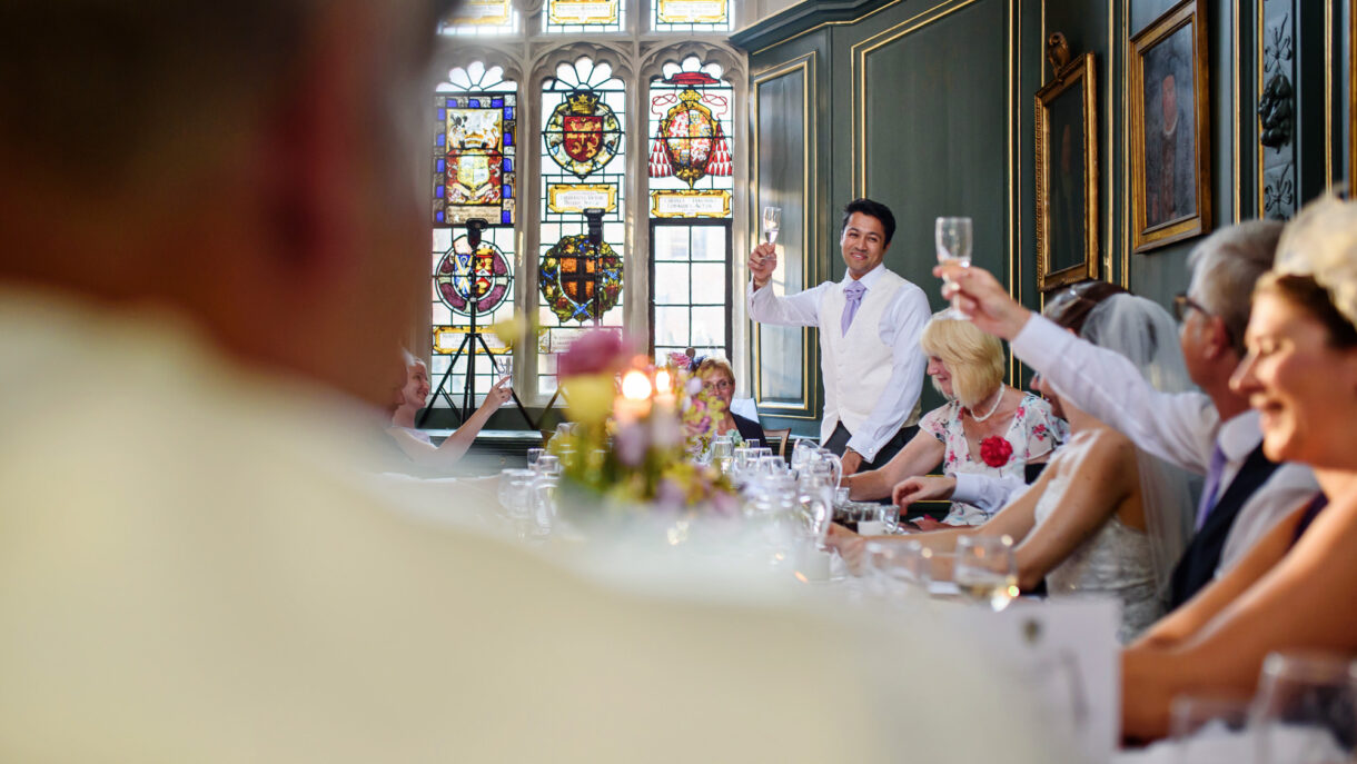 best man toasting wedding party